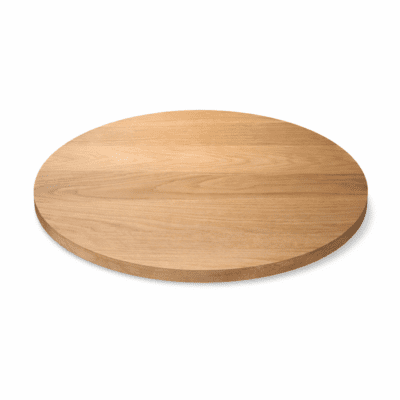 Round American white oak solid timber table top with natural finish