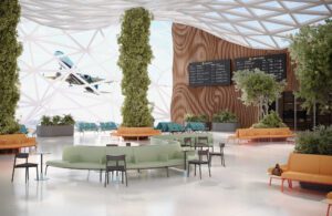 Altitude Curve modular lounge seating in airport terminal waiting area