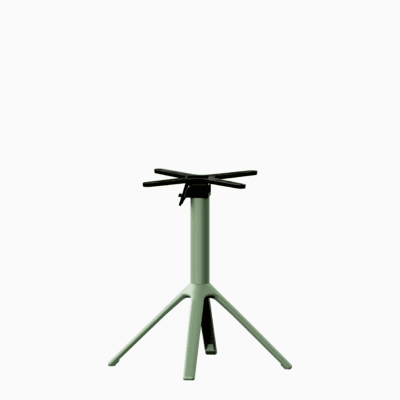 All‑aluminium dining table base with foldable top mechanism.