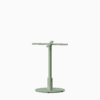 Round metal pedestal dining base in textured aluminium finish.