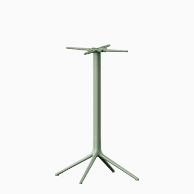 A sculptural aluminium bar table base for 4-legs.