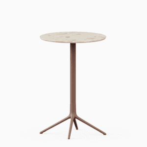 Round table with terrazzo top and cast aluminium base.