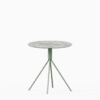 Round marble dining table with aluminium base.