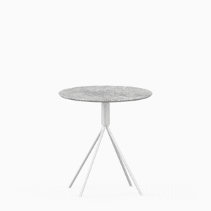 Round marble dining table with aluminium base.
