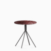 Round marble dining table with aluminium base.
