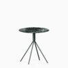 Round marble dining table with aluminium base.