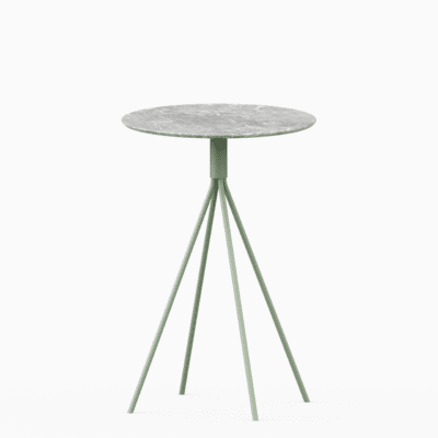 Round marble bar table with aluminium base.
