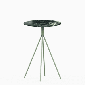 Round marble bar table with aluminium base.