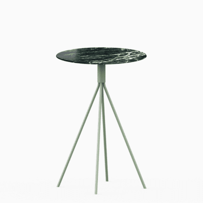 Round marble bar table with aluminium base.